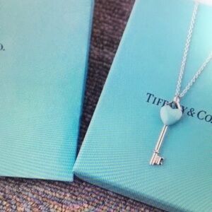 Tiffany & Co Heart Key Pendant Necklace in Tiffany Blue